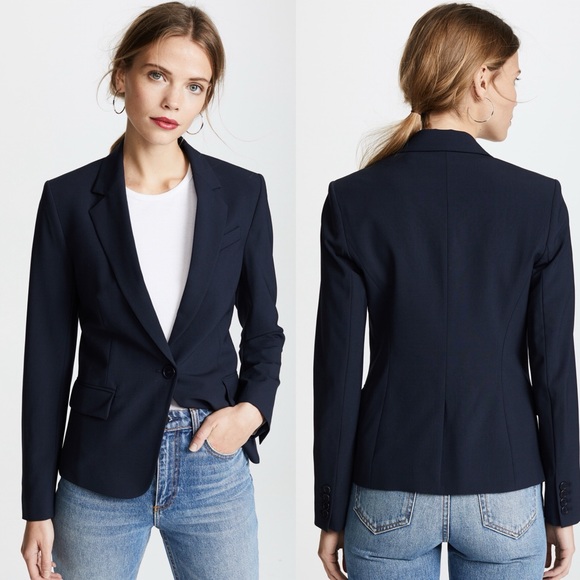 Theory Jackets & Blazers - NWT Theory Womens Edition 2 Custom Gabe Blazer Sz 0 Navy Blue Single Button
